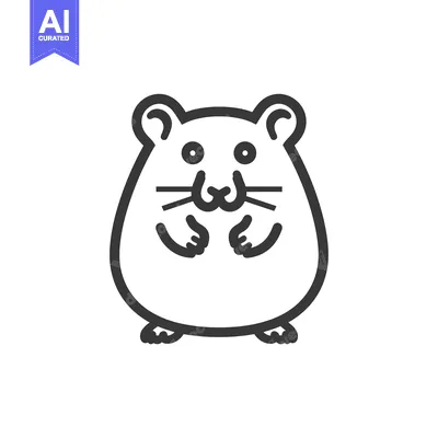 Line Drawing of a Cute Cartoon Hamster
