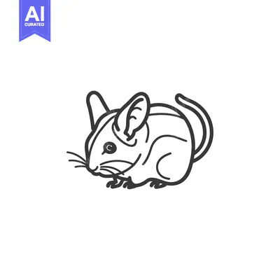 Aset premium populer: Line drawing of a cute cartoon mouse with large ears