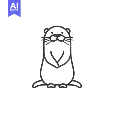 Aset desain premium: Line drawing of a cute cartoon otter