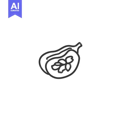 Premium design asset: Line Drawing of a Cut-Open Fig with Seeds Visible