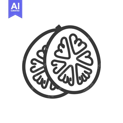 Aset premium populer: Line Drawing of a Cut-Open Orange Slice