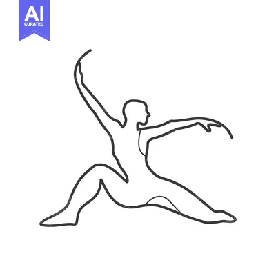 Aset premium populer: Line Drawing of a Dancer in a Split Position