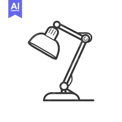 Aset desain premium: Line Drawing of a Desk Lamp
