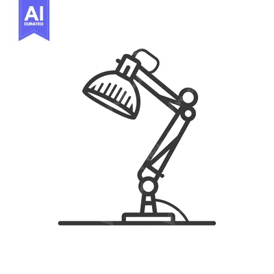 Aset desain premium: Line drawing of a desk lamp with a round shade
