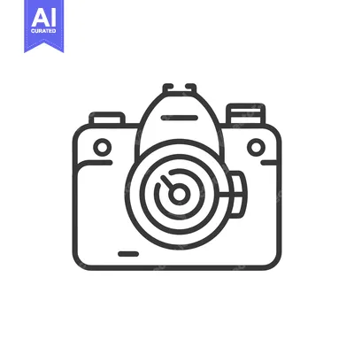 Line Drawing of a Digital Camera with Lens