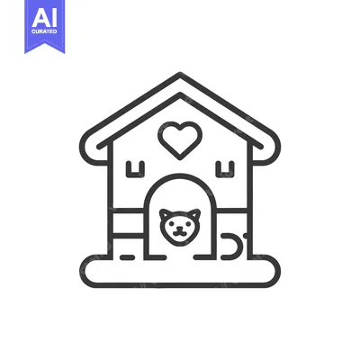 Aset premium populer: Line Drawing of a Dog House with a Heart and a Dog's Face Looking Out