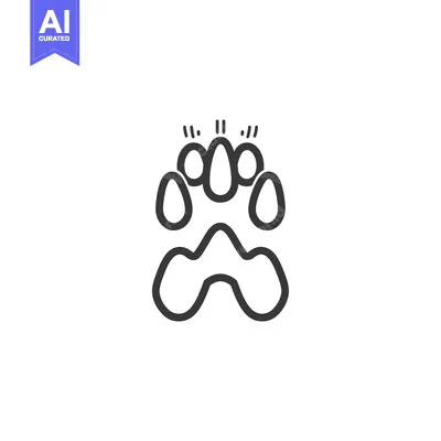 Aset desain premium: Line Drawing of a Dog Paw Print
