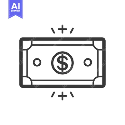 Aset premium populer: Line drawing of a dollar bill with shining light