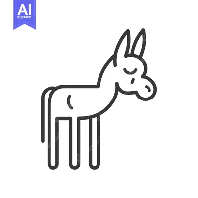 Aset desain premium: Line drawing of a donkey with closed eyes