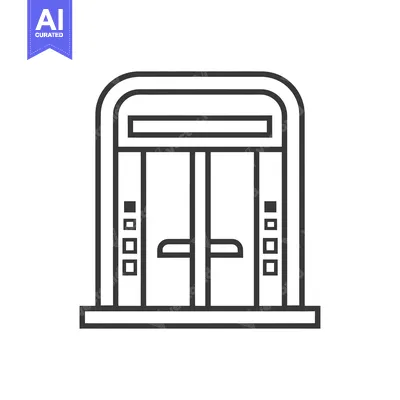 Aset premium populer: Line Drawing of a Double Door Elevator