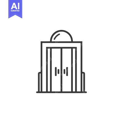 Premium design asset: Line Drawing of a Double Door with a Dome Top