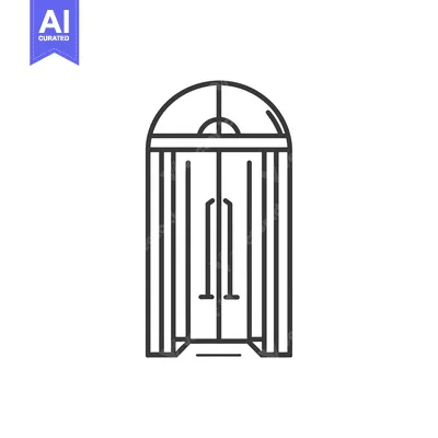 Aset desain premium: Line Drawing of a Double Door with Arched Top