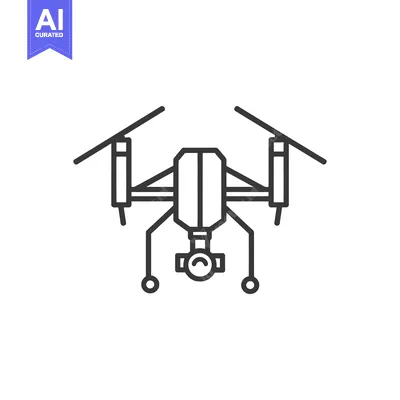 Line drawing of a drone with a camera