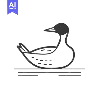 Download Line drawing of a duck swimming on water Vector Graphic