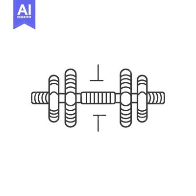 Aset premium populer: Line drawing of a dumbbell with a straight barbell