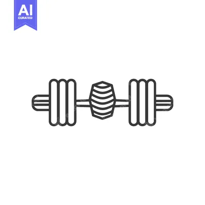 Aset desain premium: Line Drawing of a Dumbbell with Weight Plates