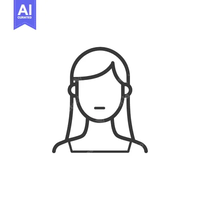 Aset desain premium: Line drawing of a female avatar with long hair