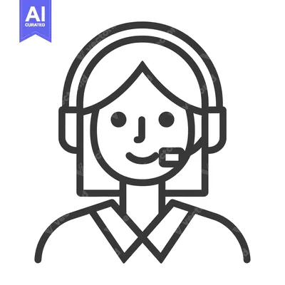 Line Drawing of a Female Customer Service Representative Wearing a Hea