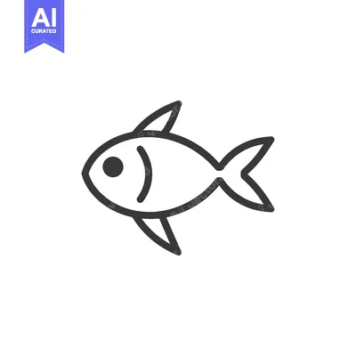 Aset premium populer: Line drawing of a fish with a single eye
