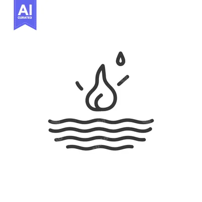 Popular premium asset: Line Drawing of a Flame Above Water with a Droplet