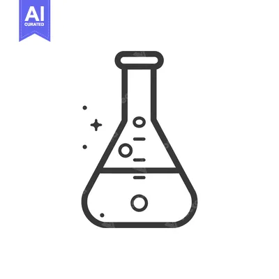 Aset premium populer: Line drawing of a flask with bubbles and a measurement scale