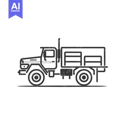 Popular premium asset: Line Drawing of a Flatbed Truck