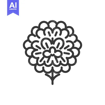 Aset desain premium: Line Drawing of a Flower with Rounded Petals
