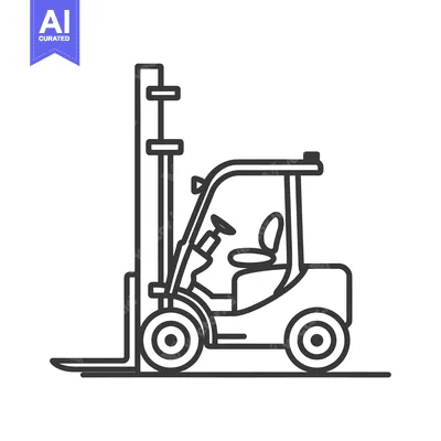 Aset premium populer: Line Drawing of a Forklift with a Raised Fork