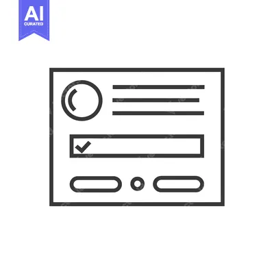 Aset premium populer: Line drawing of a form with a check mark and three buttons