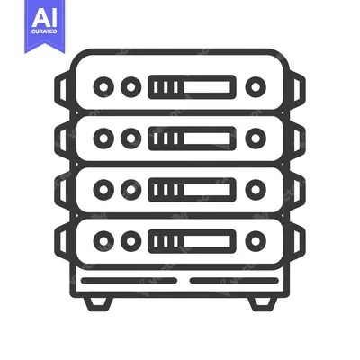 Popular premium asset: Line drawing of a four-server rack with power buttons and lights