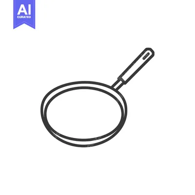 Premium design asset: Line Drawing of a Frying Pan with a Handle