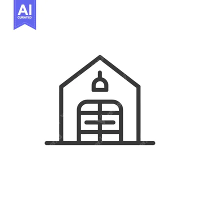 Aset desain premium: Line Drawing of a Garage with an Open Door