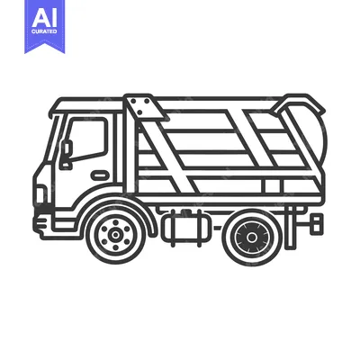 Popular premium asset: Line Drawing of a Garbage Truck