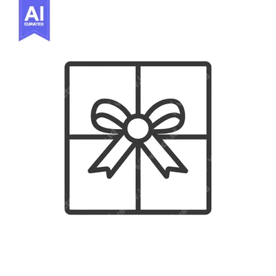 Aset desain premium: Line Drawing of a Gift Box with a Bow