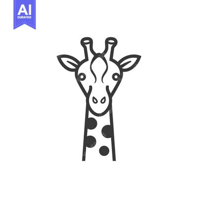 Aset desain premium: Line Drawing of a Giraffe's Head and Neck