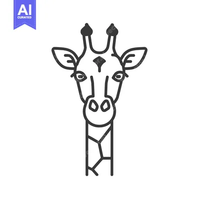 Aset desain premium: Line Drawing of a Giraffe's Head and Neck