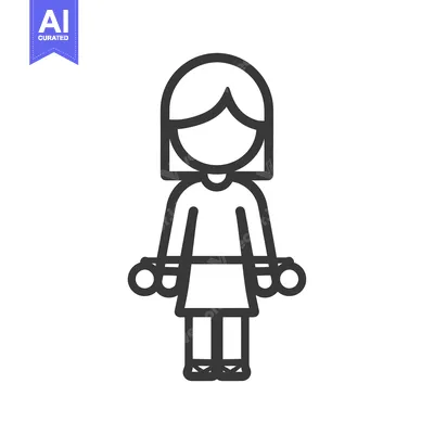Line drawing of a girl holding dumbbells