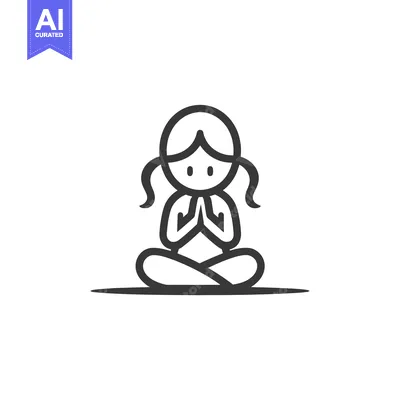 Popular premium asset: Line drawing of a girl in a meditative pose