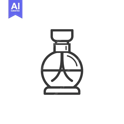 Aset premium populer: Line Drawing of a Glass Bottle of Perfume with a Round Base