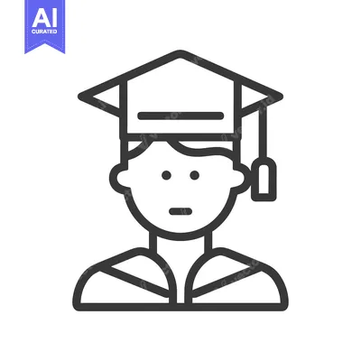 Aset desain premium: Line drawing of a graduate wearing a cap and gown