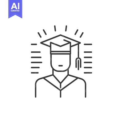 Line drawing of a graduate wearing a cap and gown