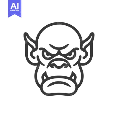 Aset premium populer: Line Drawing of a Groggy Looking Orc Face