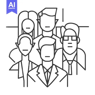Line drawing of a group of four people