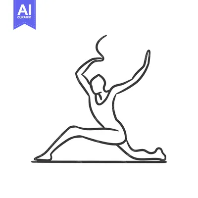 Aset desain premium: Line Drawing of a Gymnast in a Split Position