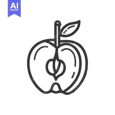 Popular premium asset: Line drawing of a halved apple with a leaf and stem