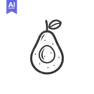 Aset premium populer: Line Drawing of a Halved Avocado with a Leaf