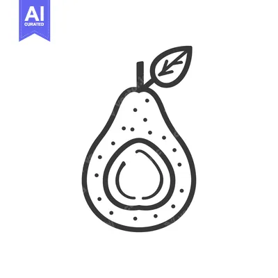Popular premium asset: Line Drawing of a Halved Avocado with a Leaf