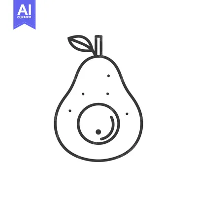 Aset desain premium: Line Drawing of a Halved Avocado with a Seed