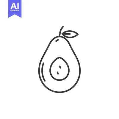 Aset premium populer: Line Drawing of a Halved Avocado with a Seed and Leaf