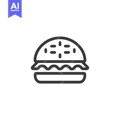 Premium design asset: Line drawing of a hamburger with a sesame seed bun